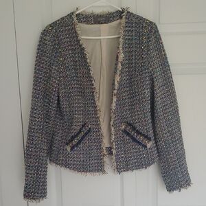 Umgee Freyed Tweet Jacket, Size L Fits Like M, Multi Color, Goes With Everything